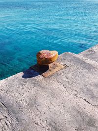 High angle view of rocks on beach