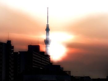 View of buildings at sunset