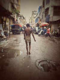 Woman standing in city