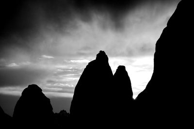 Silhouette of landscape against cloudy sky