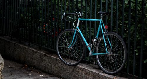 Bicycles parked on footpath