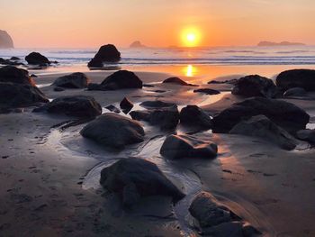 Scenic view of sea against sky during sunset