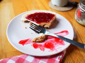 Close-up of cake served on plate