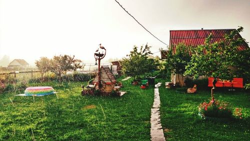 View of traditional windmill against sky