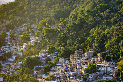 High angle view of slum in copacabana, rio de janeiro 