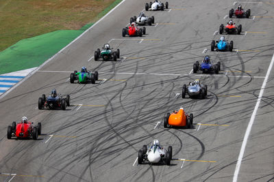 Cars on track during sports race