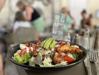 Close-up of food in plate on table