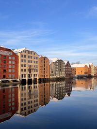 Reflection of buildings in water in trondheim