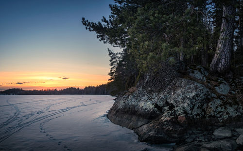 Landscape against sky during winter