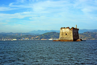 View of castle on sea