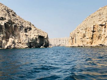 Scenic view of sea against clear sky