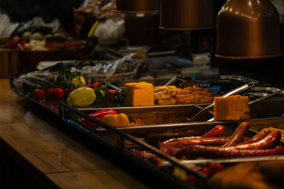 Food for sale at market stall