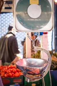 Rear view of people working in container