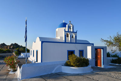 Exterior of building against clear blue sky