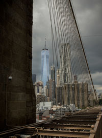 One world trade center seen from brooklyn bridge