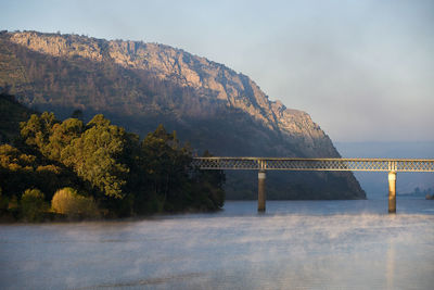 Portas de rodao landscape in vila velha de rodao with a beautiful bridge at sunrise, in portugal