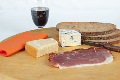 Close-up of breakfast on table