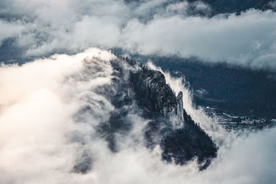 Morning mist rolling over mountain