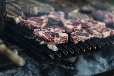 Preparation of red meat in bbq. raw red meat high qualty food for social events like wedding