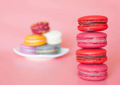 Close-up of multi colored candies on table