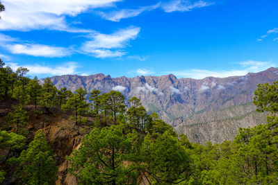 Panoramic view of landscape and mountains against sky