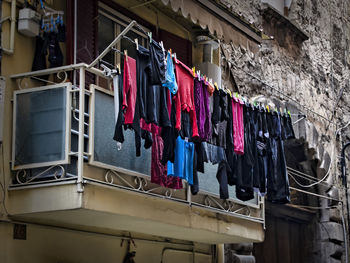 Laundry on the streets of old town napoli. colorful signs of life.