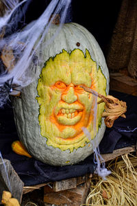 Close-up of pumpkin against black background