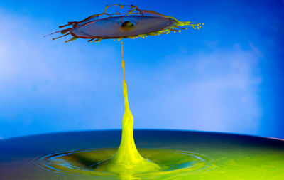 Close-up of water against blue sky