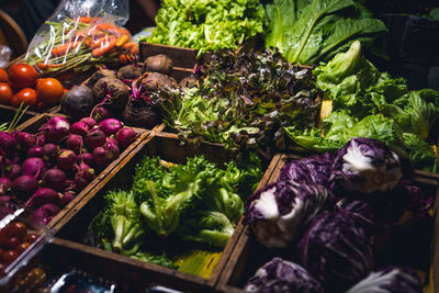 Vegetables for sale at market stall