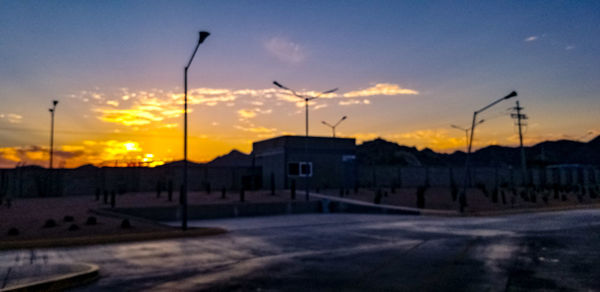 Empty road at sunset