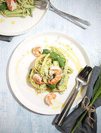 High angle view of meal served in plate