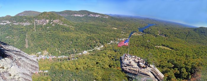 American flag on chimney rock