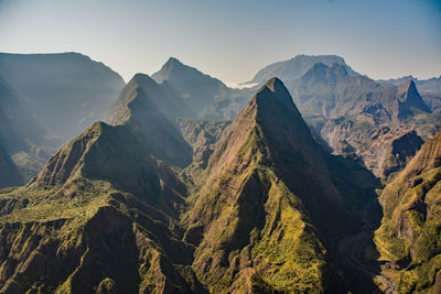 Panoramic view of mountains against sky