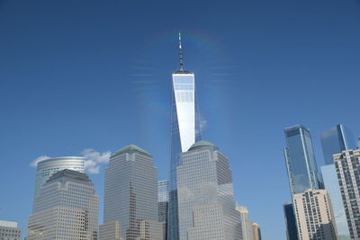 Low angle view of buildings against clear sky