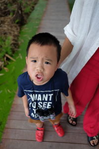 Portrait of cute boy outdoors