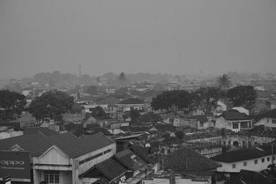 High angle view of townscape against clear sky