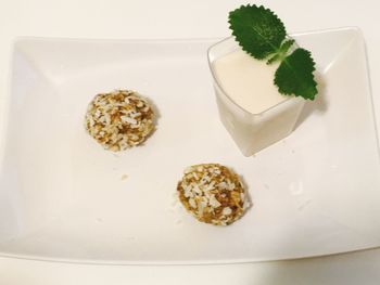 Close-up of dessert served in plate