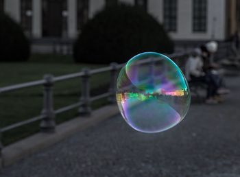 Close-up of bubbles in park