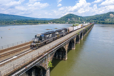 Bridge over river against sky