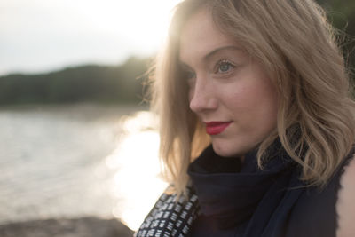 Close-up portrait of beautiful young woman