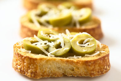 Close-up of served bread in plate