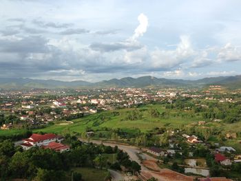 High angle view of townscape against sky