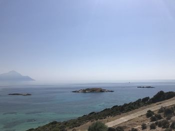 Scenic view of sea against clear sky