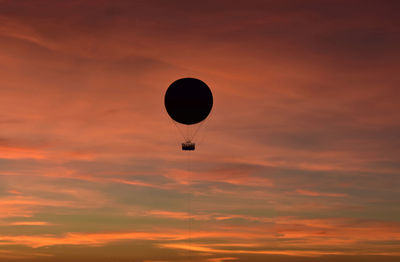Air balloon on colorful sunset background at lake buena vista area.