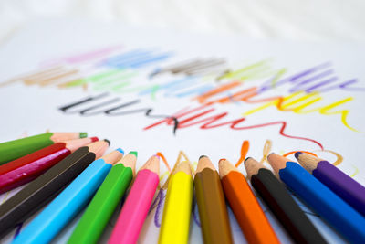 Close-up of colorful pencils