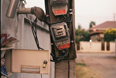 Close-up of telephone booth