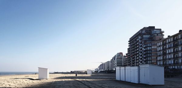 Modern buildings against clear sky