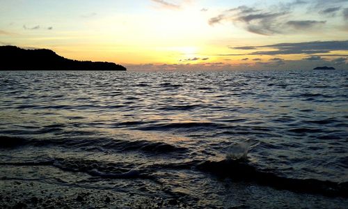 Scenic view of sea during sunset