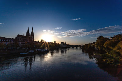 View of buildings against sky at sunset