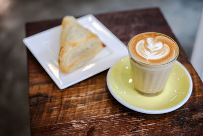 High angle view of coffee on table